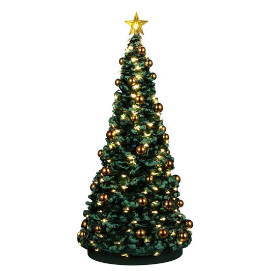 Jolly Christmas Tree con Palline d'Oro e Luci Scintillanti 24.5 (h) cm