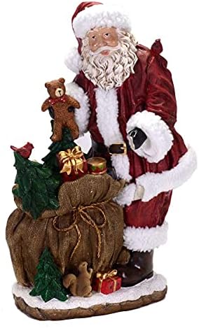 Statua di Babbo Natale con Sacco di Regali in Resina  50 cm