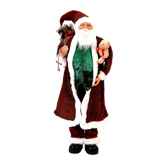 Babbo Natale con Sacco di Doni e Orsetto 120 cm