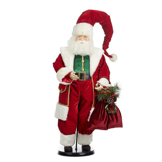 Babbo Natale con Sacco su Supporto 80 cm