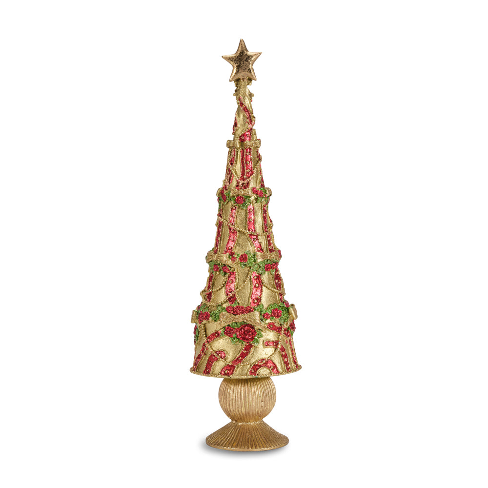 Albero Elegante con Fiocchi in Oro 48 cm