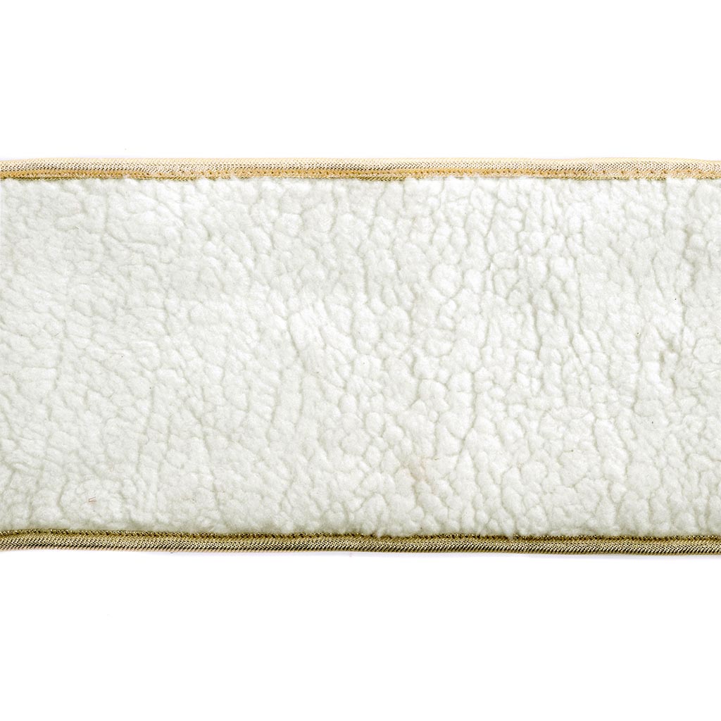 Nastro in Peluche Bianco con Bordini Oro 5 mt.