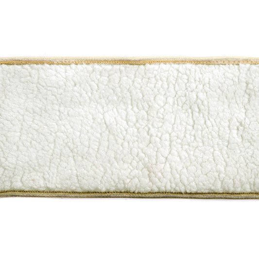 Nastro in Peluche Bianco con Bordini Oro 5 mt.