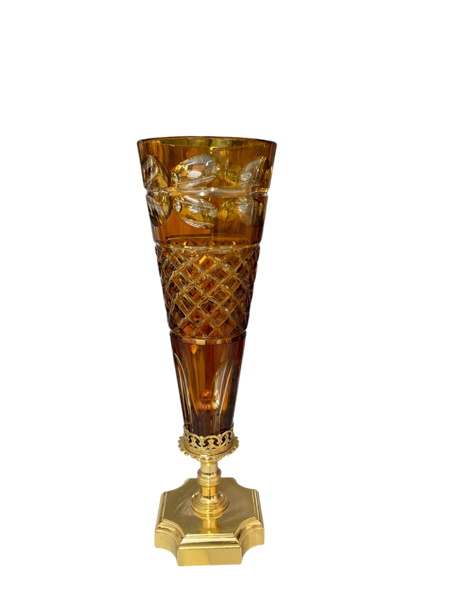 Vaso in Cristallo con Intarsi e Base in Bronzo