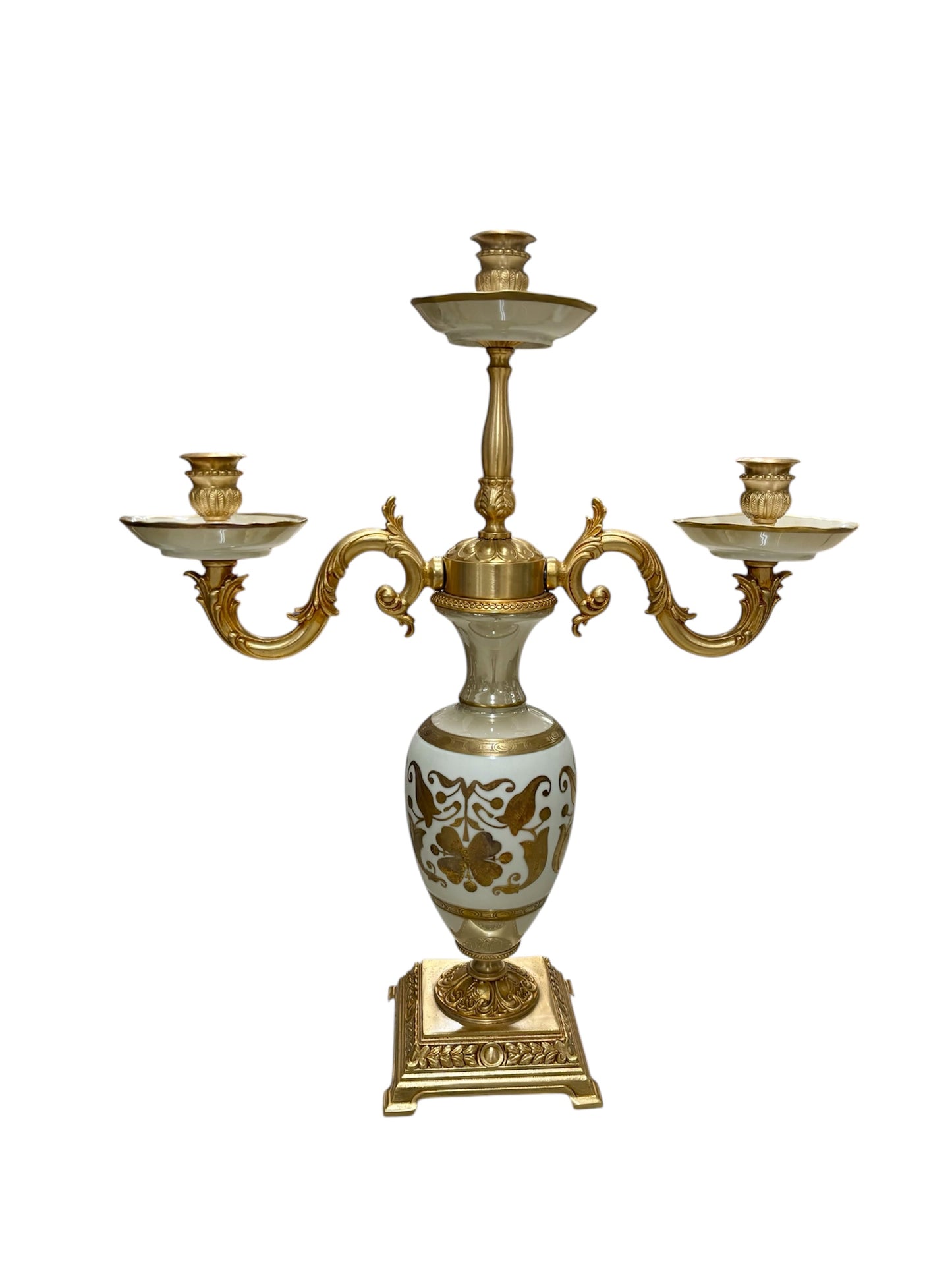 Candelabro a Tre Bracci in Porcellana di Limoges