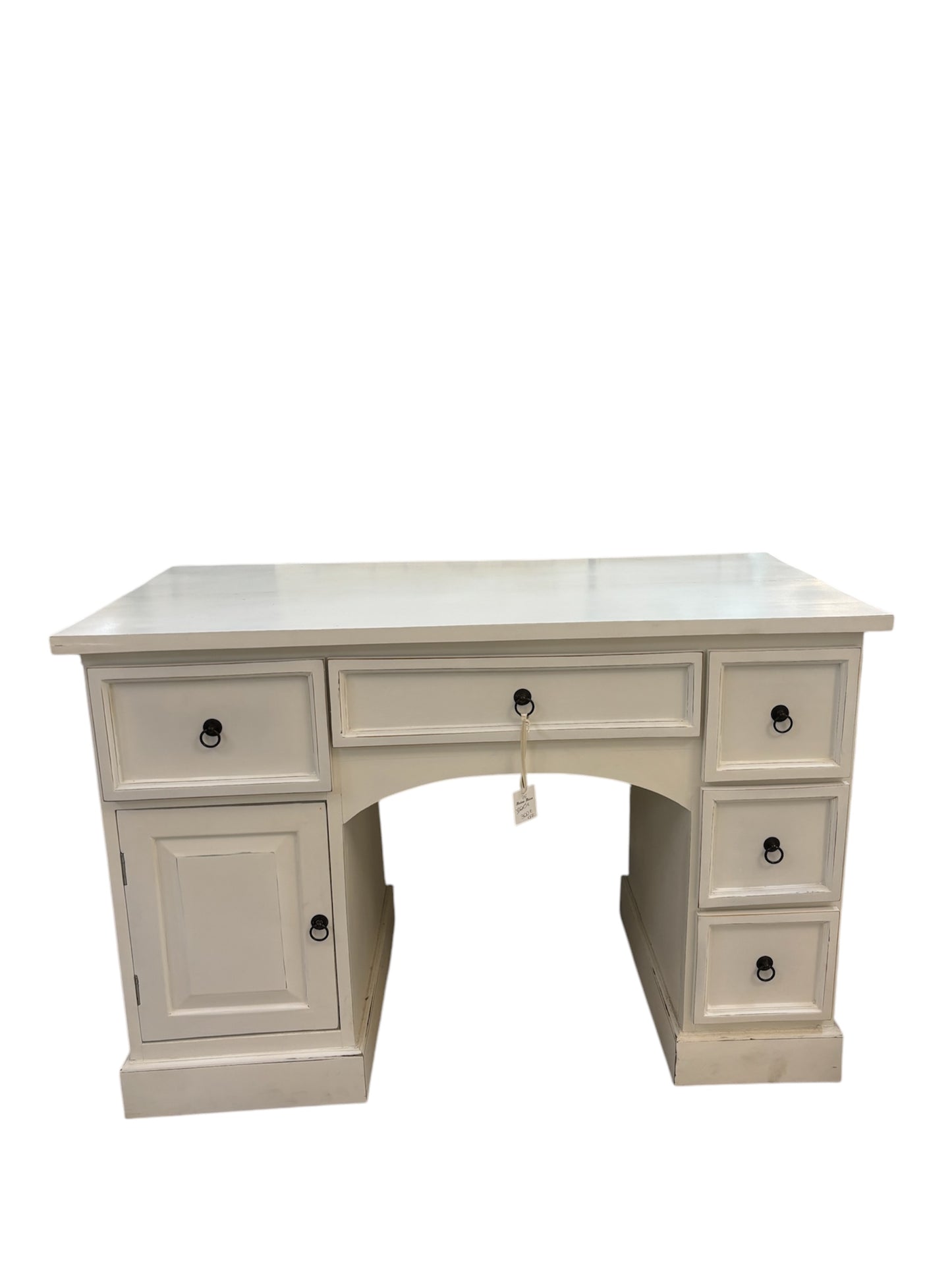 Scrivania in Legno Massello in Stile Shabby con Cassetti e Anta