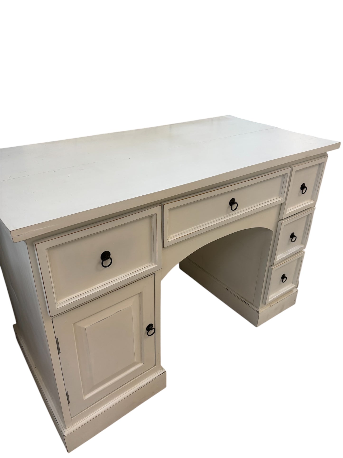 Scrivania in Legno Massello in Stile Shabby con Cassetti e Anta