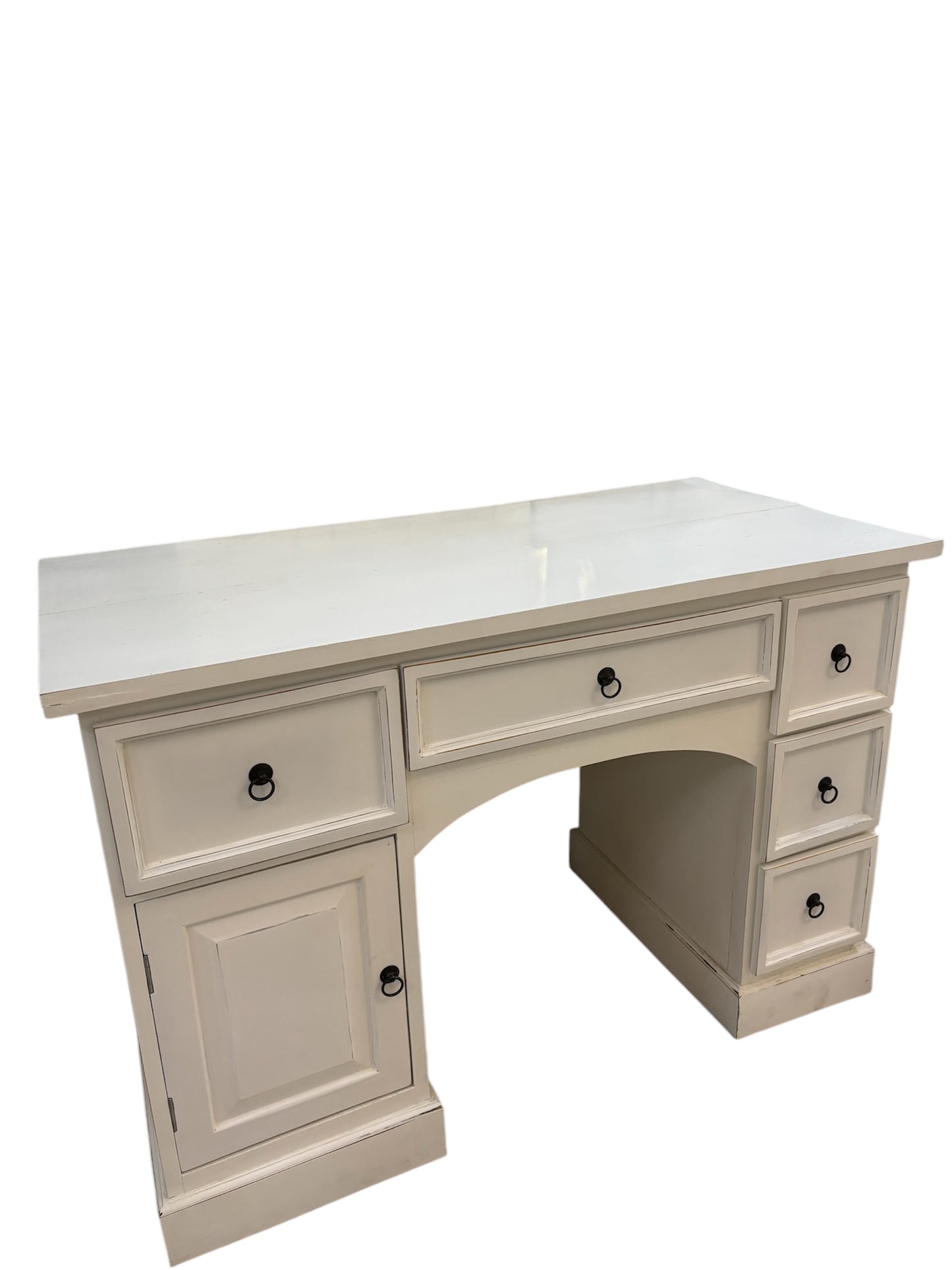 Scrivania in Legno Massello in Stile Shabby con Cassetti e Anta