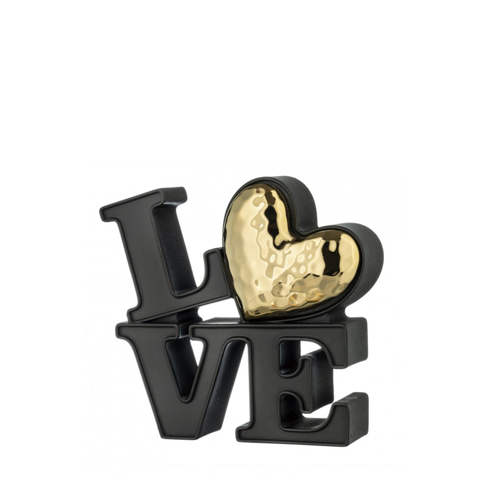 Scultura "Love" in Marmorino Nero con Cuore Oro – Bongelli Preziosi