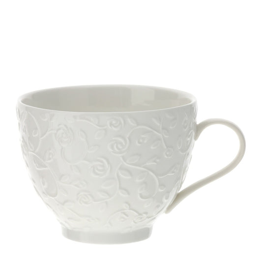 Mug in Porcellana Bianca con Roselline a Rilievo - "Romance"