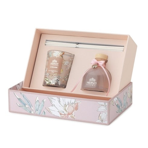 Set profuma ambiente "Blooms" con candela - Rosa