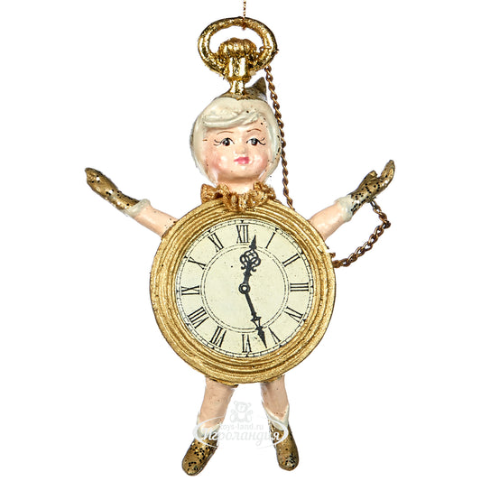 Decorazione Natalizia Omino con Orologio 14 cm