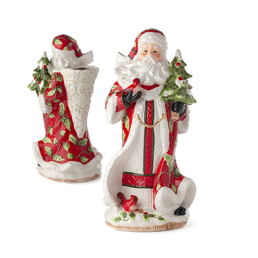 Vaso in Porcellana Babbo Natale con Alberello  43 cm