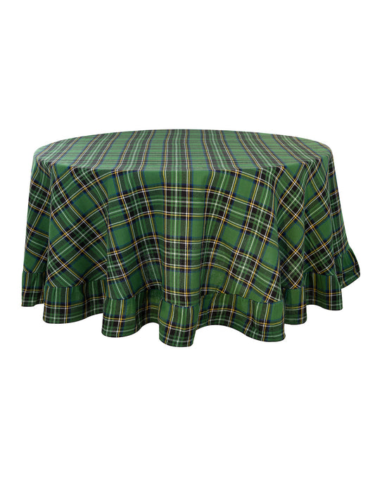 Tovaglia Tonda in Tartan Verde con Gala 180 cm