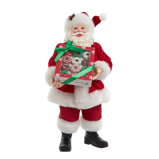 Babbo Natale con Scatola di Donuts Colorati 27 cm