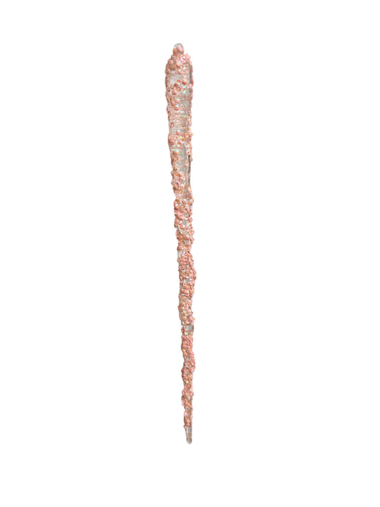 Stalattite Decorativa in Vetro con Paillettes Rosa 27 cm