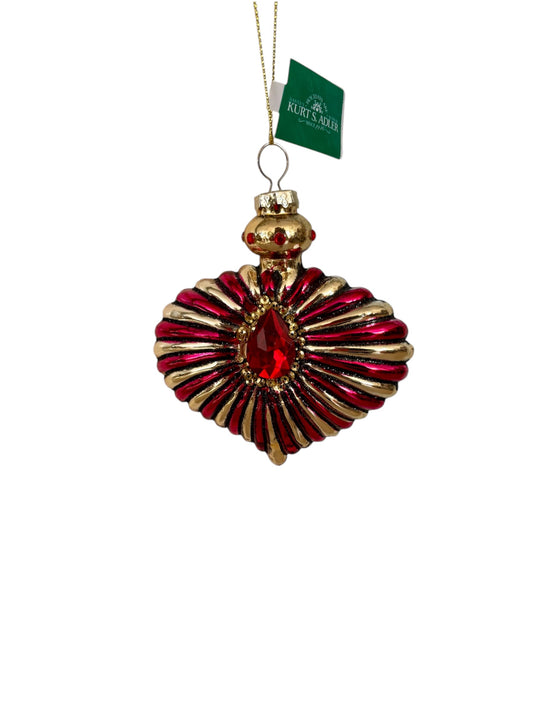 Elegante Decorazione per Albero nei Toni del Rosso e dell'Oro 9 cm