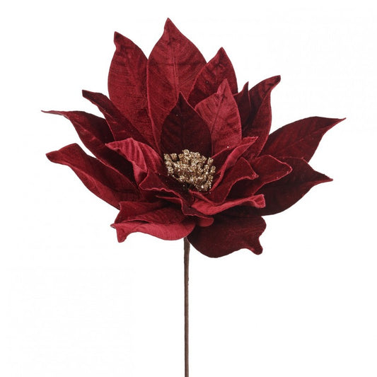 Ramo di Poinsettia in Velluto Bordeaux 50 cm